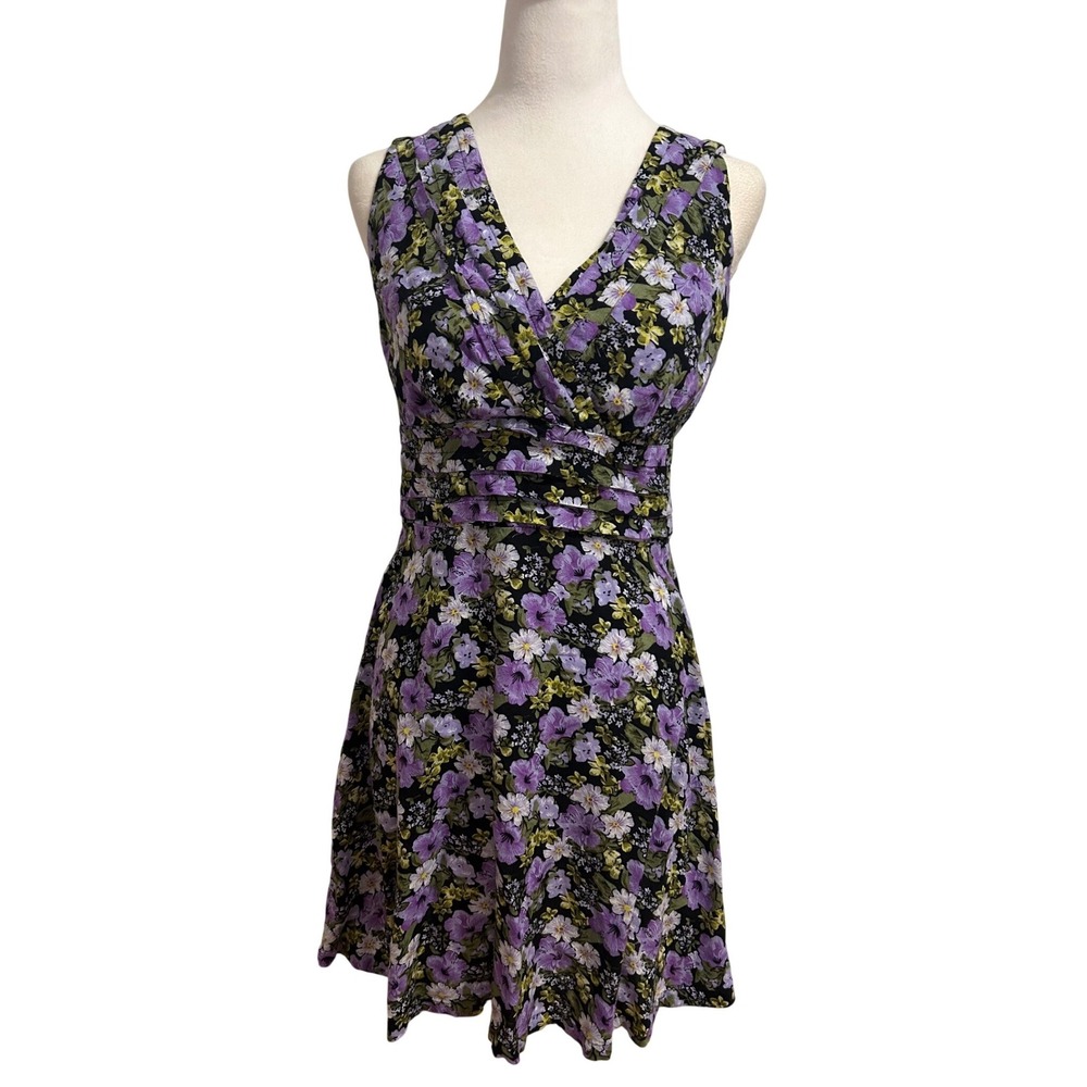 Vintage Empire Waist Forest Fairy black purple floral whimsy halter girly dress